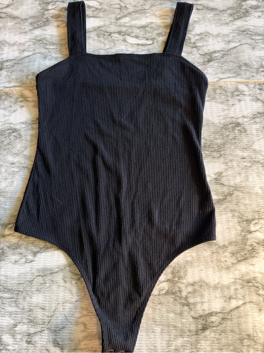 American Eagle Black Ribbed Thong Body Suit Womens Size Large